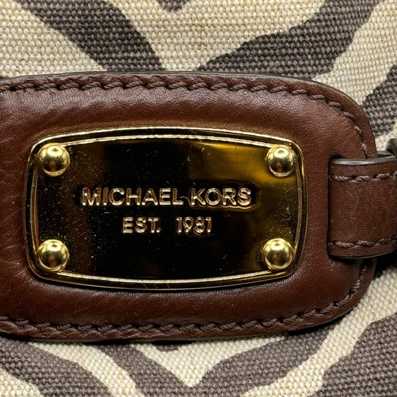 MICHAEL KORS HAMILTON ZEBRA PRINT BROWN IVORY EW LARGE SATCHEL NWT RETAIL $368 - Picture 3 of 11
